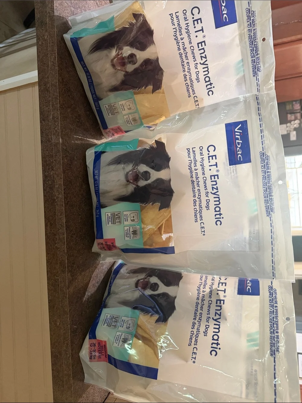 C.E.T. Enzymatic Dog Dental Chews medium chewy treats new 3 bags $$100